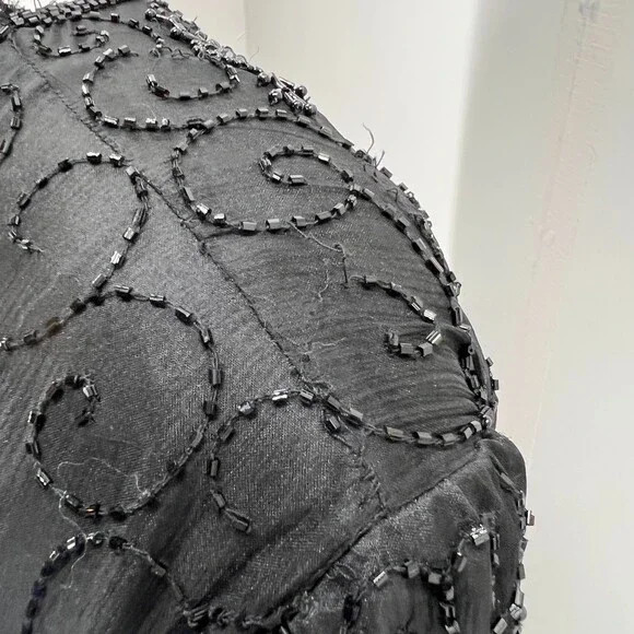 Laurence Kazar Jacket 3X silk beaded 1980's Paris New York black women's Vintage - Picture 10 of 12